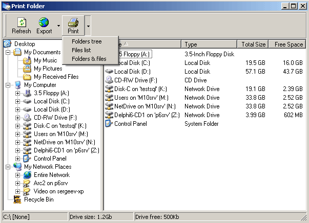 Print Folder Screenshot